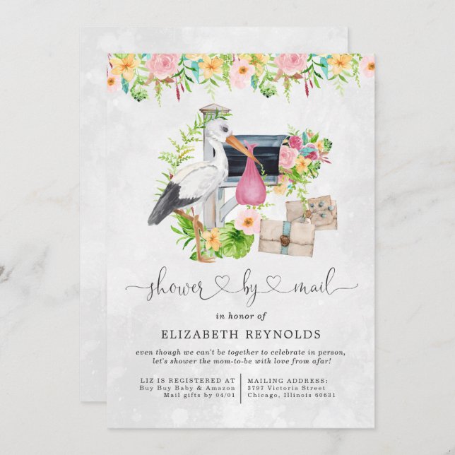 Stork Delivery | Virtual Baby Shower by Mail Invitation (Front/Back)