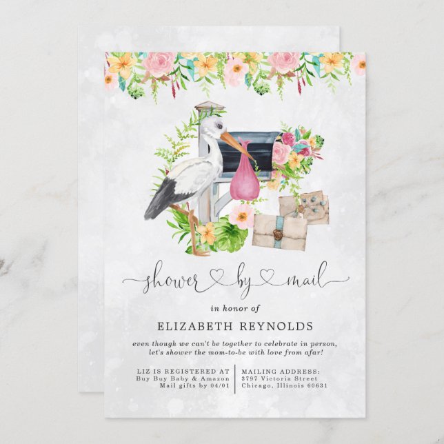 Stork Delivery | Virtual Baby Shower by Mail Invitation (Front/Back)