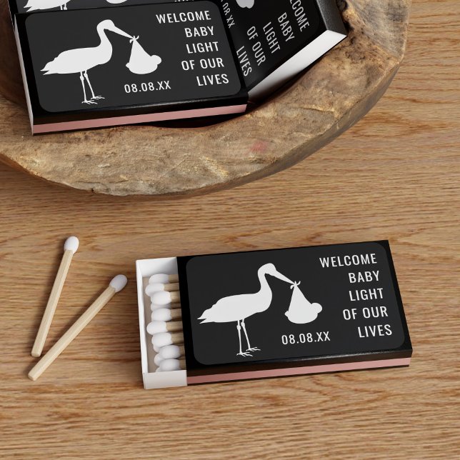 Stork Delivery Welcome Baby Shower Favors Matchboxes (Creator Uploaded)