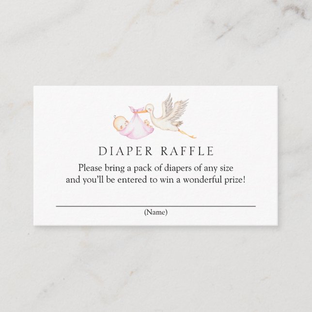 Stork Diaper Raffle Baby Shower  Enclosure Card (Front)