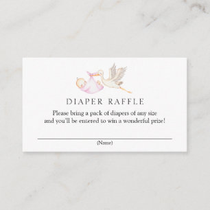 Stork Diaper Raffle Baby Shower Enclosure Card