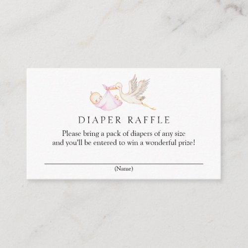 Stork Diaper Raffle Baby Shower  Enclosure Card