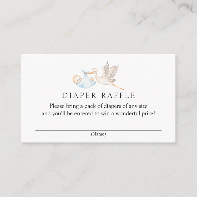 Stork Diaper Raffle Baby Shower  Enclosure Card (Front)