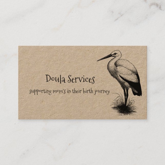 Stork Doula Or Midwife Kraft Business Card (Front)