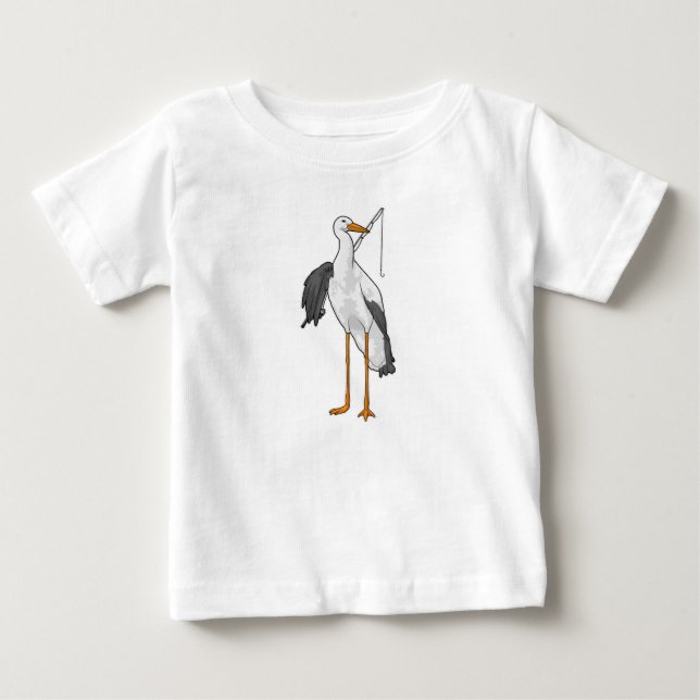 Stork Fishing Fisher Fishing rod Baby T-Shirt (Front)