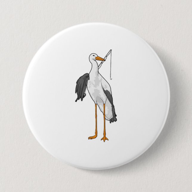 Stork Fishing Fisher Fishing rod Button (Front)