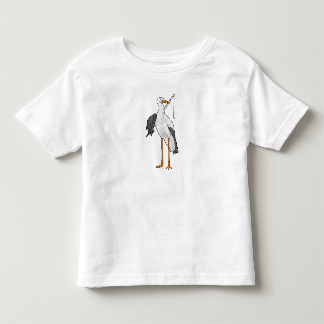 Stork Fishing Fisher Fishing rod Toddler T-shirt (Front)