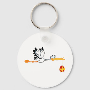 Stork Flying With Easter Egg Keychain