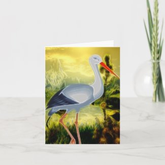 Stork Folk Art BLANK Stationary Card