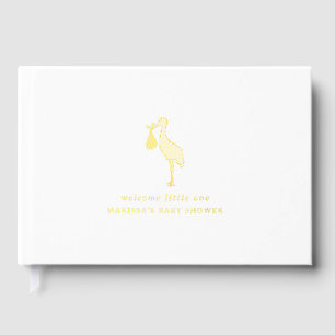 Stork Gender Neutral Baby Shower Sign In Foil Guest Book