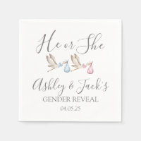 Stork Gender Reveal Stickers, Stork Favor tag,