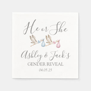 Stork Gender Reveal Stickers, Stork Favor tag, Napkins