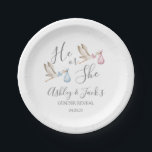 Stork Gender Reveal Welcome Sign Paper Plates<br><div class="desc">Stork Gender Reveal Invitation,  Stork Gender Reveal Invitation,  Gender reveal party,  he or she,  boy or girl, </div>
