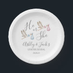 Stork Gender Reveal Welcome Sign Paper Plates<br><div class="desc">Stork Gender Reveal Invitation,  Stork Gender Reveal Invitation,  Gender reveal party,  he or she,  boy or girl, </div>