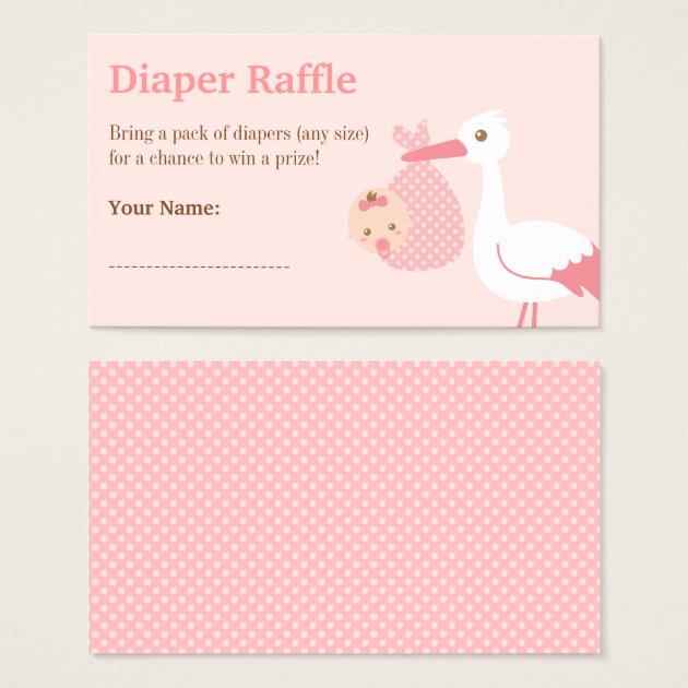 Stork Girl Baby Shower Diaper Raffle Tickets