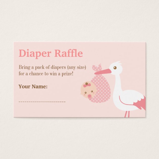 Stork Girl Baby Shower Diaper Raffle Tickets