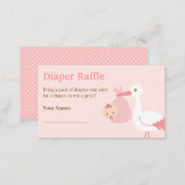 Stork Girl Baby Shower Diaper Raffle Tickets Enclosure Card (Front/Back)