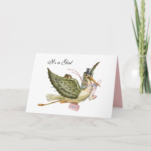 STORK GIRL BABY SHOWER INVITATION