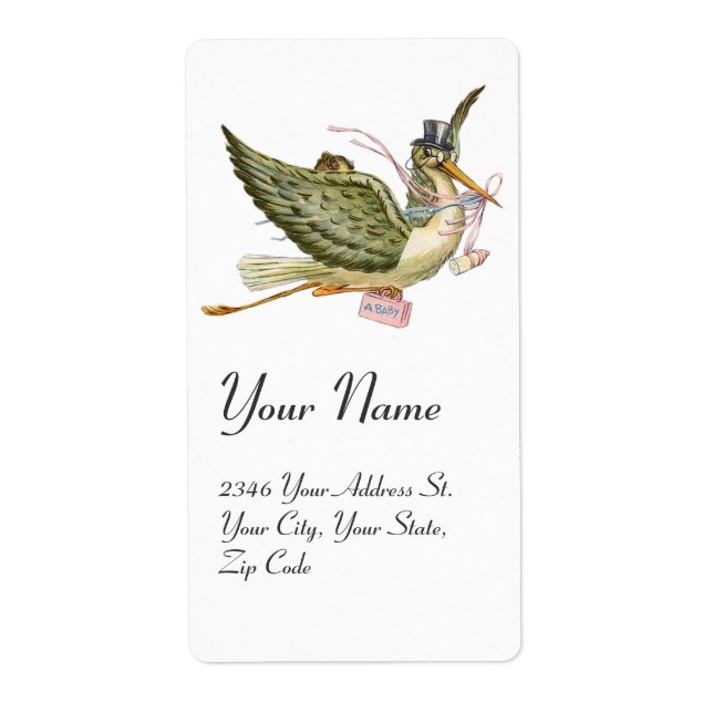 STORK GIRL BABY SHOWER , Pink White Label (Front)