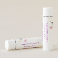 Stork girl pink purple white cute baby shower lip balm