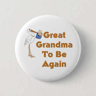 Stork Great Grandma To Be Again Pinback Button