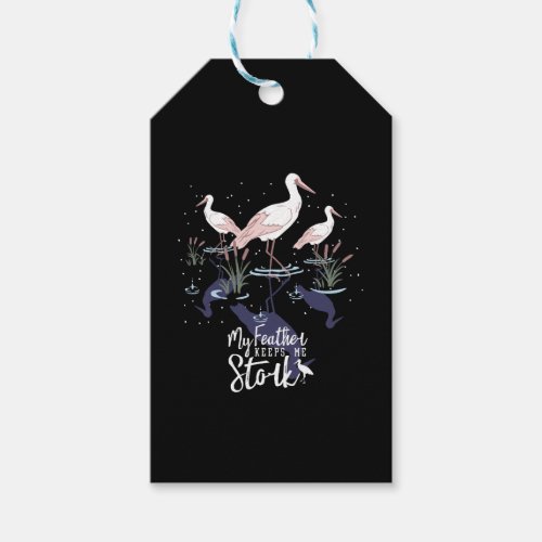 Stork Humor My Feather Keeps Me Stork Gift Tags