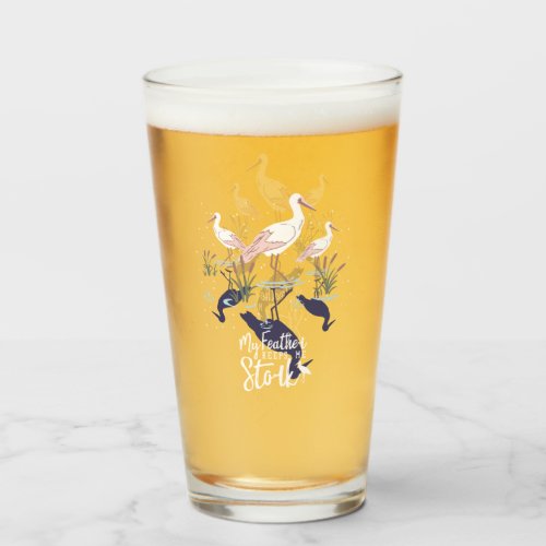 Stork Humor My Feather Keeps Me Stork Glass