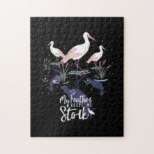Stork Humor My Feather Keeps Me Stork Jigsaw Puzzle