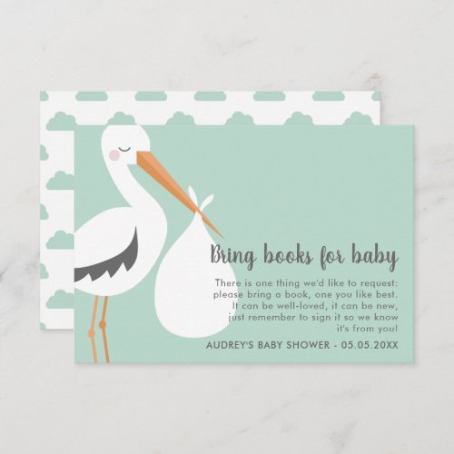Stork Illustration _ Baby Shower Book Request Invitation