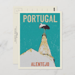 Stork in Alentejo Portugal illustration Postcard