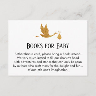 Stork in Faux Gold Foil, Book Request Enclosure Card