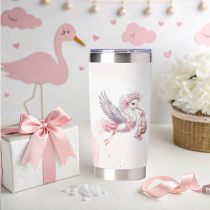 Stork in the Sky It's a Girl Baby Shower Tumbler