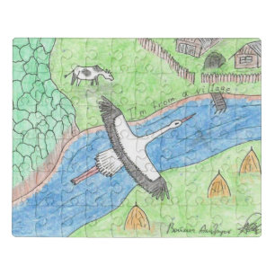 Stork in the village. jigsaw puzzle