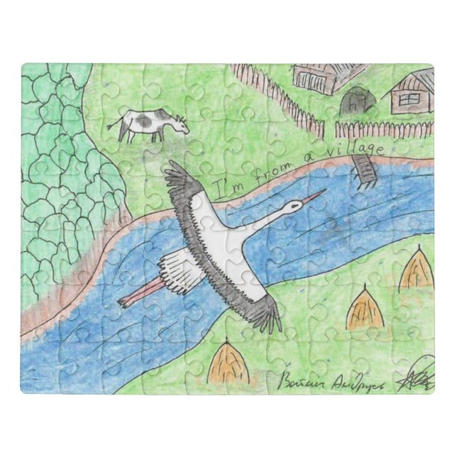 Stork in the village. jigsaw puzzle (Puzzle Horizontal)