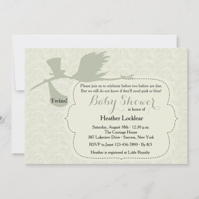 Stork is on the Way Baby Shower Invitation (Front)