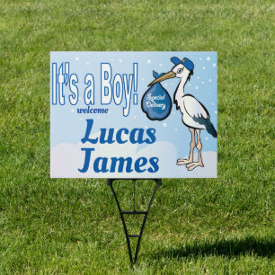 Stork It's a boy staked yard sign