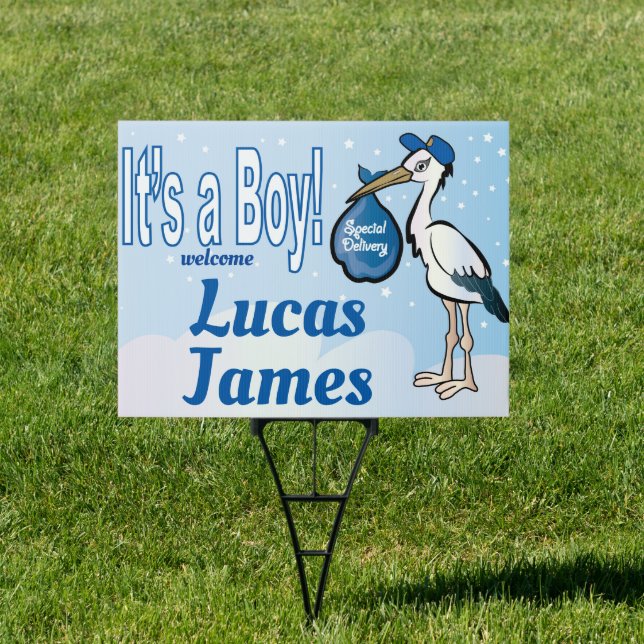 Stork It's a boy staked yard sign (Insitu)