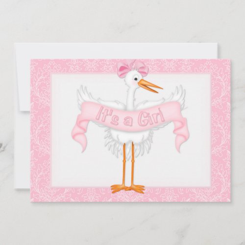 Stork Its a Girl Baby Shower Invitation