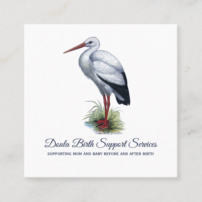 Stork Midwife Or Doula Birth Support Services Call Calling Card (Front)
