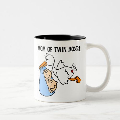 Stork Mom of Twin Boys Two_Tone Coffee Mug