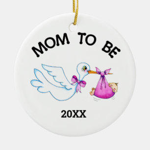 Stork Mom to Be Ceramic Ornament