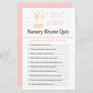 Stork nest Nursery Rhyme Quiz baby shower game