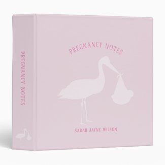 Stork New Baby Pink Pregnancy Notes Album Binder