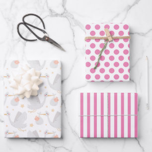 Stork New Baby Wrapping Paper Set of 3