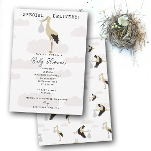 Stork Newborn Baby Boy Girl Baby Shower Invitation