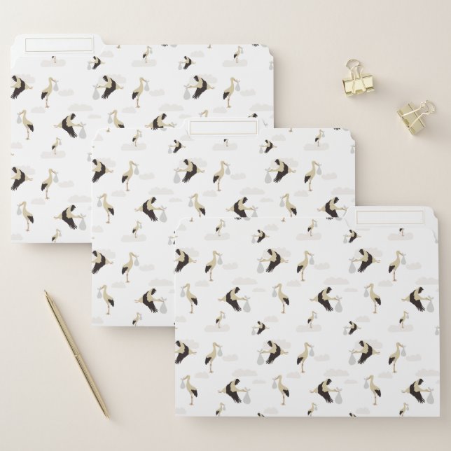 Stork Newborn Baby Boy Girl Pattern File Folder (Set)