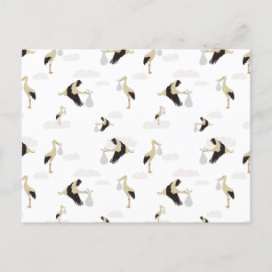 Stork Newborn Baby Boy Girl Pattern Holiday Postcard