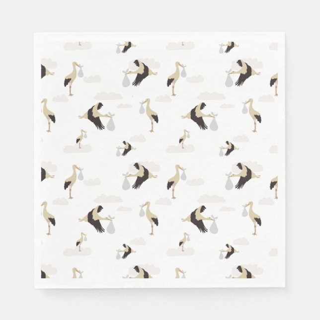 Stork Newborn Baby Boy Girl Pattern Napkins (Front)