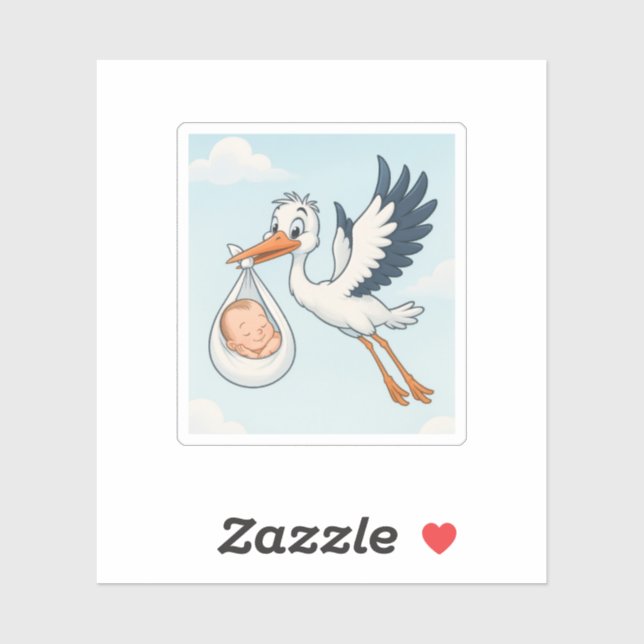 Stork Newborn Baby  Sticker (Sheet)