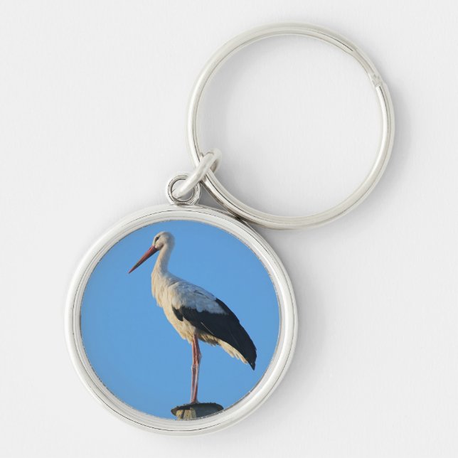 Stork on pole keychain (Front)